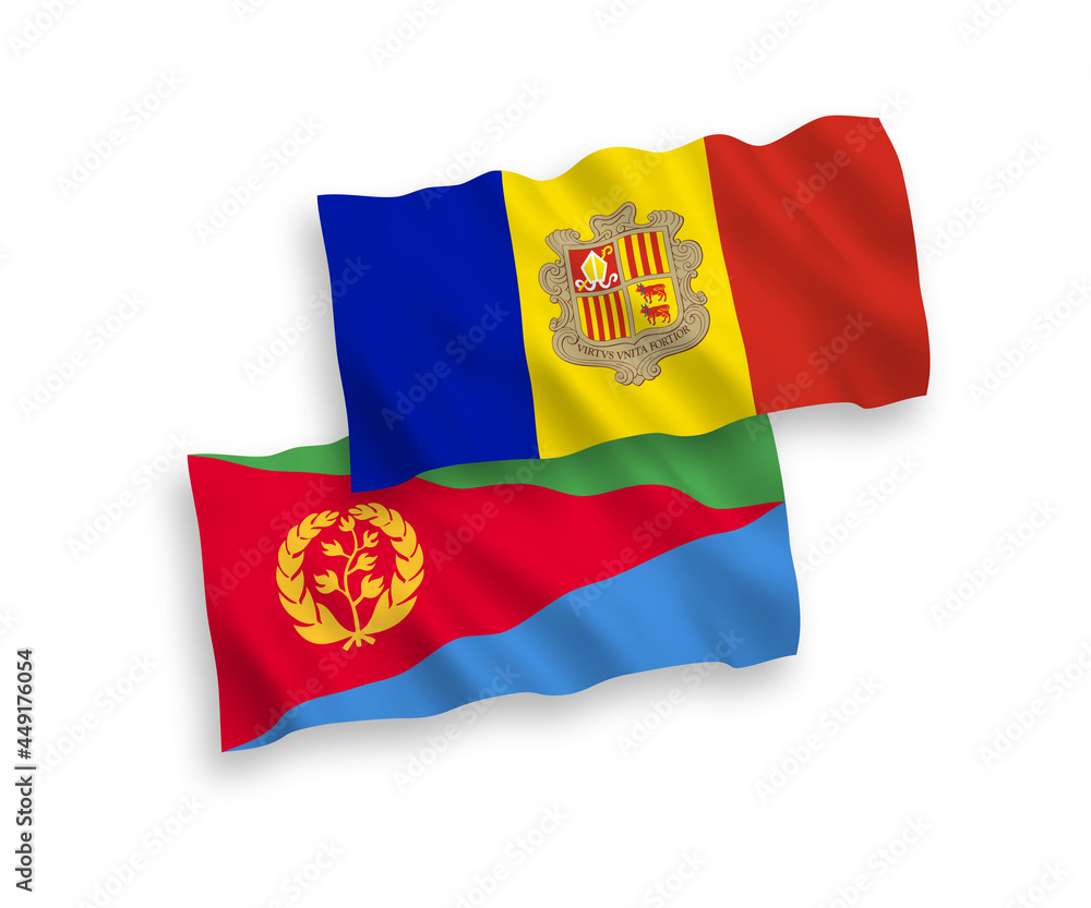 Fototapeta premium Flags of Eritrea and Andorra on a white background