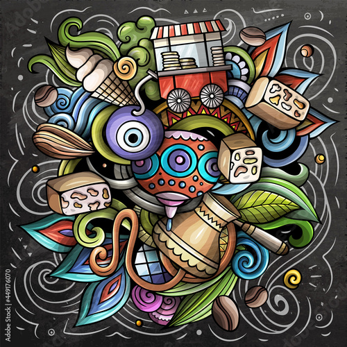 Istanbul cartoon vector doodle chalkboard illustration