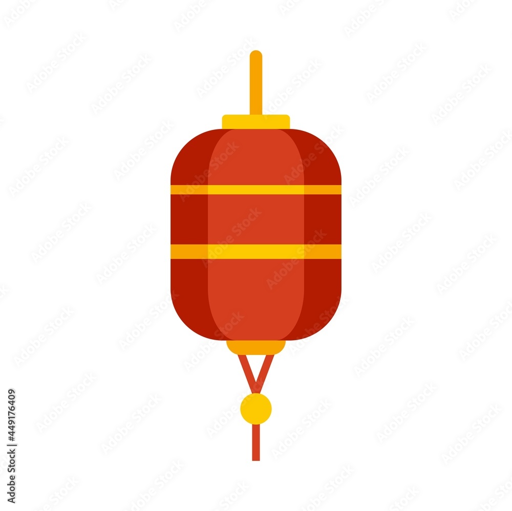 Obraz premium Paper chinese lantern icon flat isolated vector