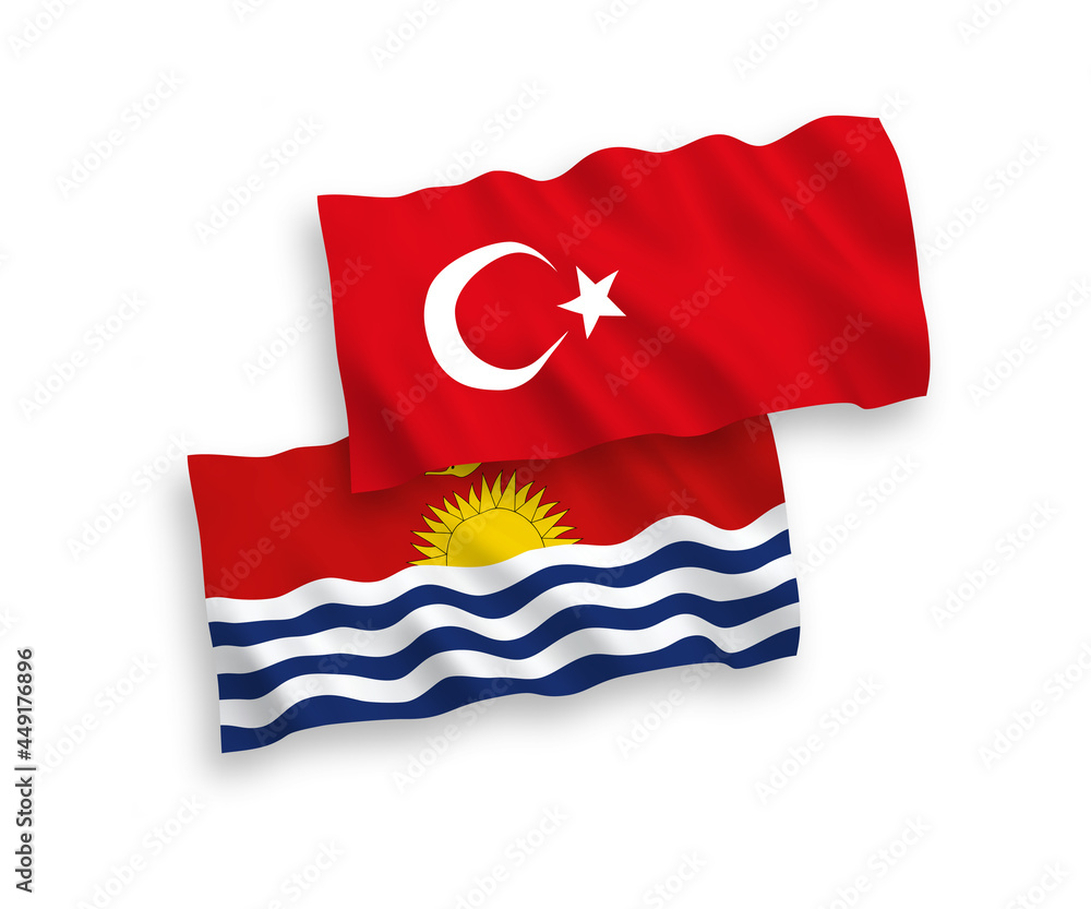 Flags of Turkey and Republic of Kiribati on a white background Flags of Turkey and Republic of Kiribati on a white background
