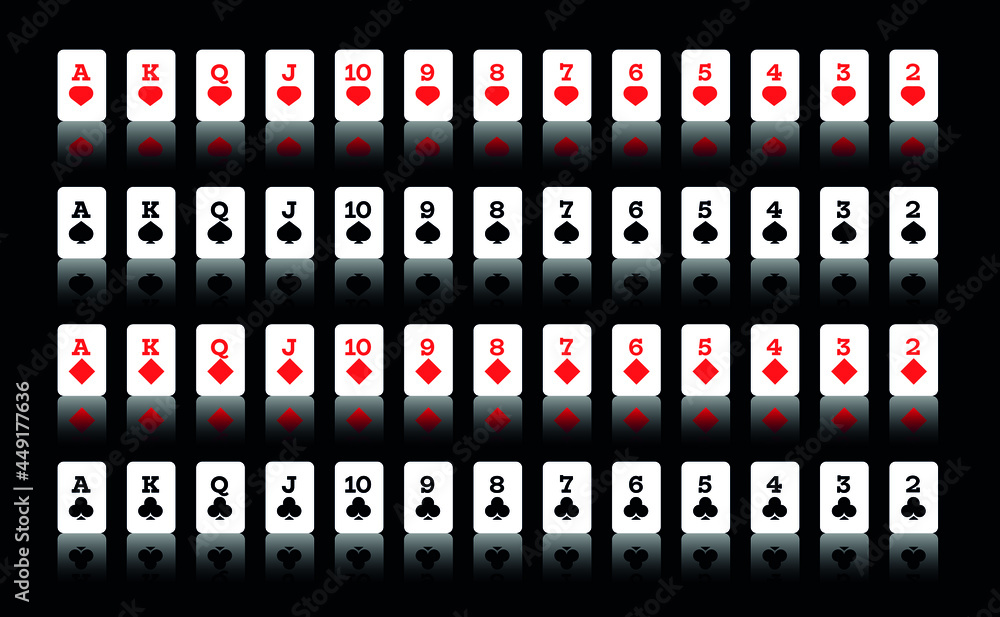 Fototapeta premium Minimalistic playing cards with reflection