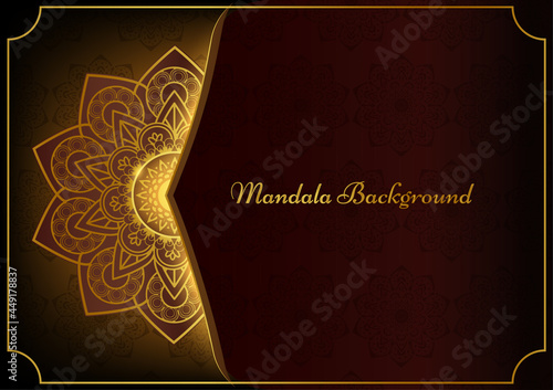 Art of traditional Indian geometric. Luxury mandala graphic background. gold ornamental on shadow transparency. Decorative pattern east style. Vector illustration with copy space.