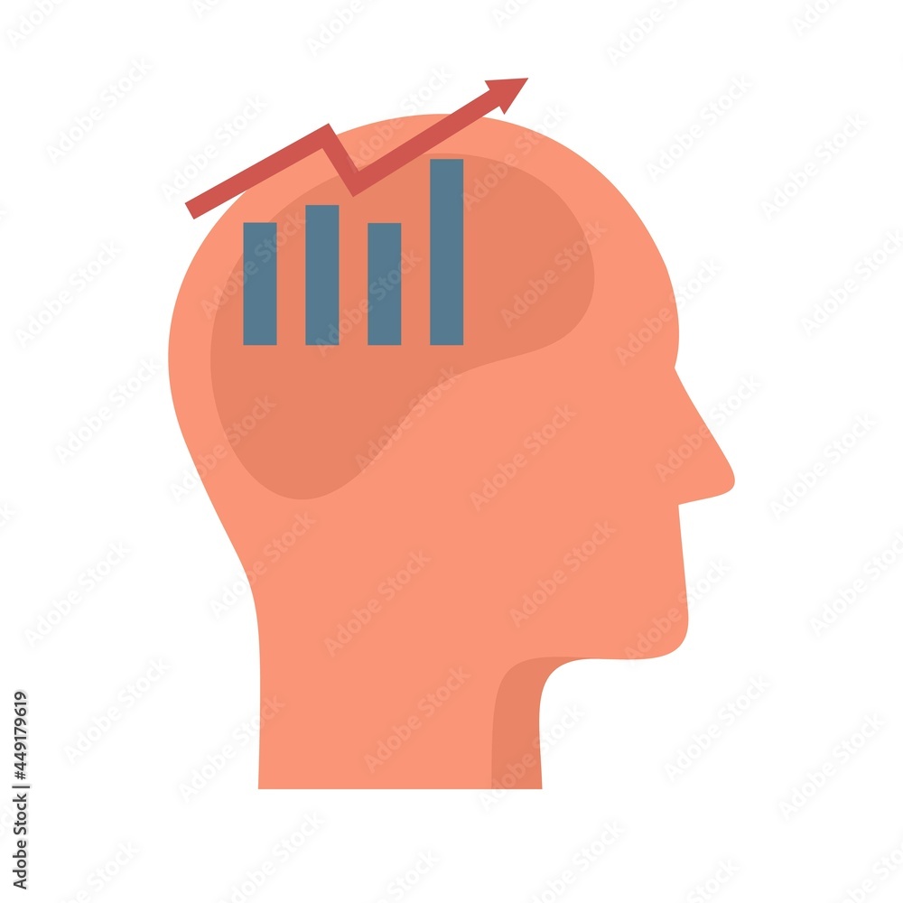 Finance graph neuromarketing icon flat isolated vector Finance graph neuromarketing icon flat isolated vector