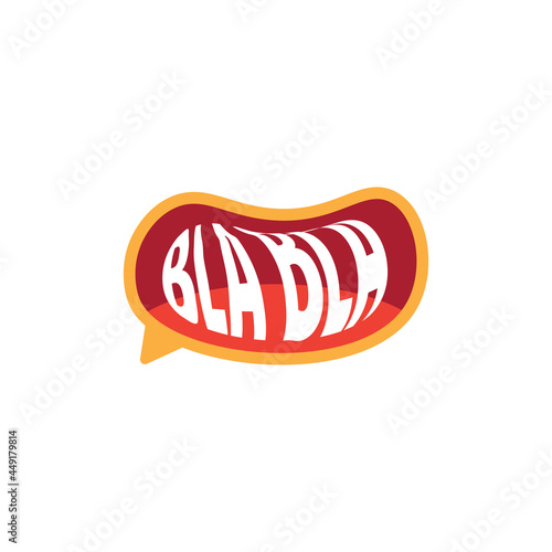 mouth icon looks tongue with text blah blah blah inside