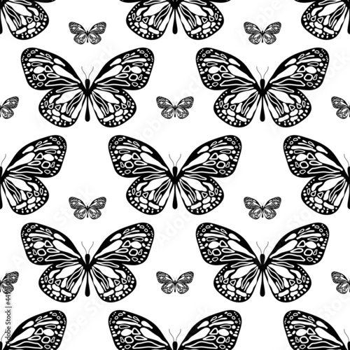 Seamless pattern with butterflies. Vector. © liliia_sinhina
