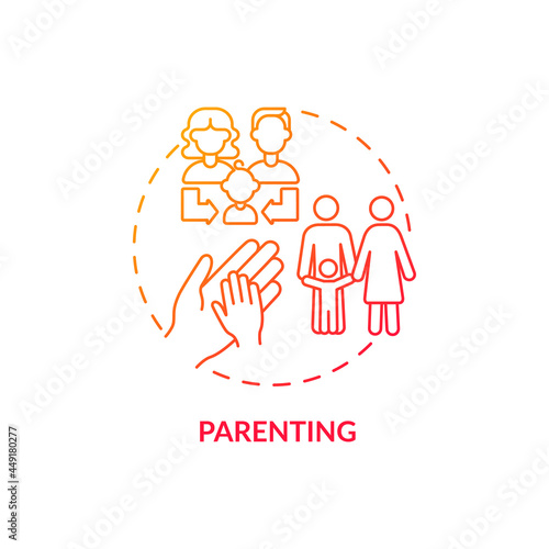 Parenting red concept icon. Adulthood progress. Lifecycle process. Child rearing and life responsibility. abstract idea thin line illustration. Vector isolated outline color drawing.