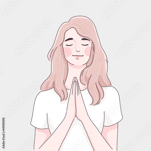 praying girl cartoon illustration