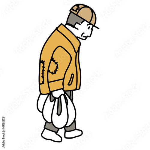 ホームレスの男性のイラスト