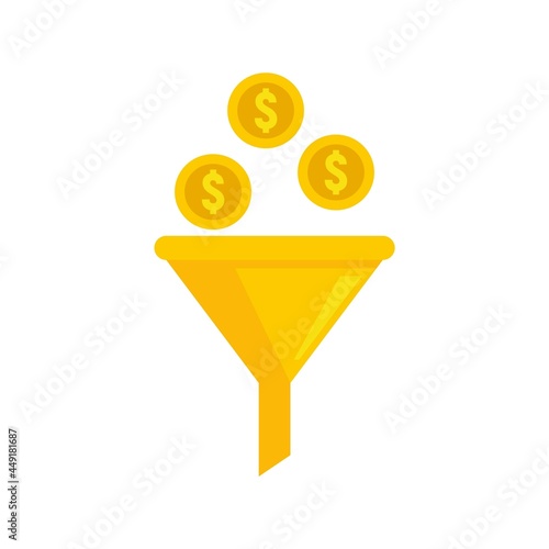 Marketing money funnel icon flat isolated vector
