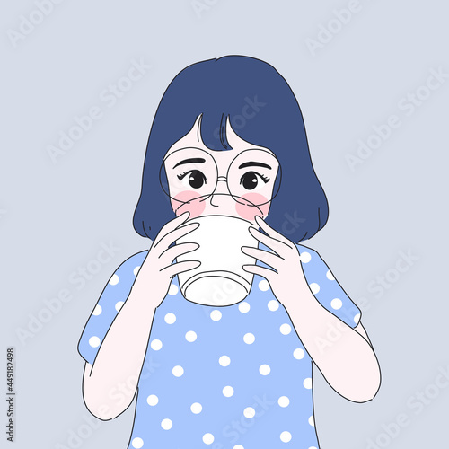 girl drink milk illustration