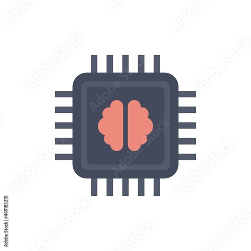 Brain ai processor icon flat isolated vector