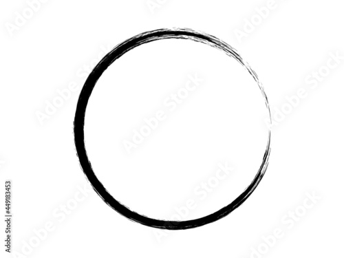 Grunge circle made with artistic brush.Grunge marking element.