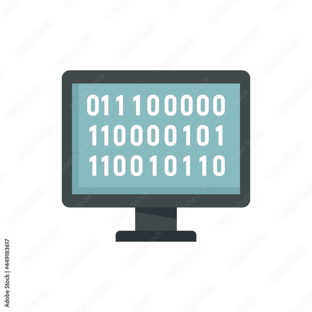 Computer machine learning icon flat isolated vector Computer machine learning icon flat isolated vector