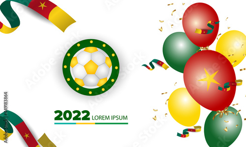 Soccer ball. Bright sports banner in yellow and green. Vector