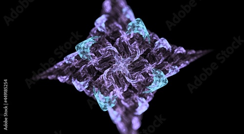 Dynamic Digital Fractal with energetic lines and smooth flowing pastel colors showing symmetry