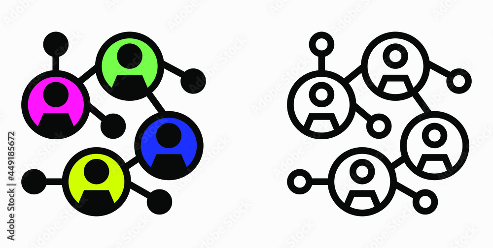 Social network icon. Community of people. Association of people. Commonwealth. Communication between people. Illustration of communication partners. Vector icon. Social network icon. Community of people. Association of people. Commonwealth. Communication between people. Illustration of communication partners. Vector icon.