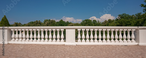 Print op canvas Luxury classical white stone balustrade fence on sidewalk of old castle area