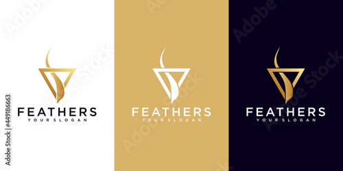 feather pen logo,signature logo premium vector for company