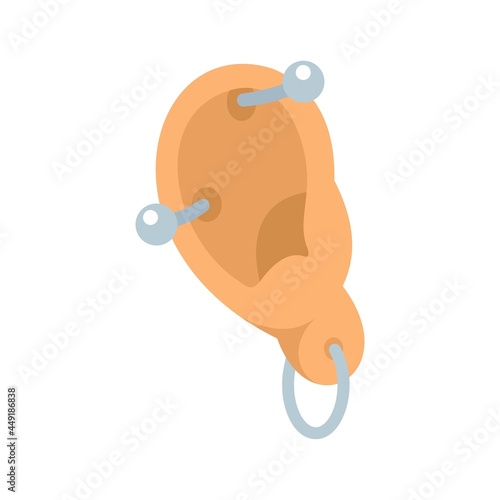 Ear full piercing icon flat isolated vector