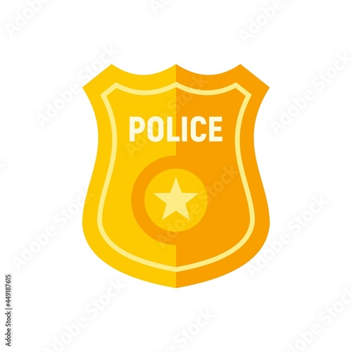 Police gold badge icon flat isolated vector