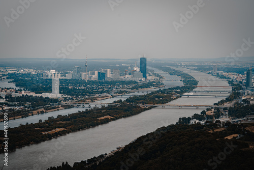 Scenery of the Danube from Leopoldsberg in Vienna, Austria photo