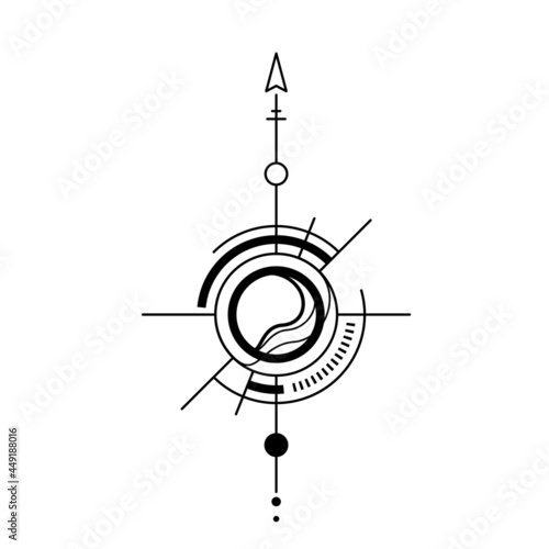 Vector abstract black and white space symbol illustration with circle