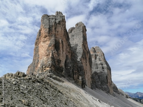 Trekking in Tre Cime in the Dolomites Mountains in Northern Italy