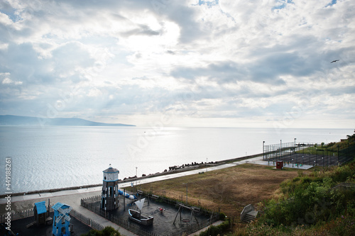 Playground and promenade at town Nesebar  Bulgaria.