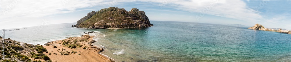 Panoramic of the southern coast of Spain, Aguilas and the island of the friar Panoramic of the southern coast of Spain, Aguilas and the island of the friar