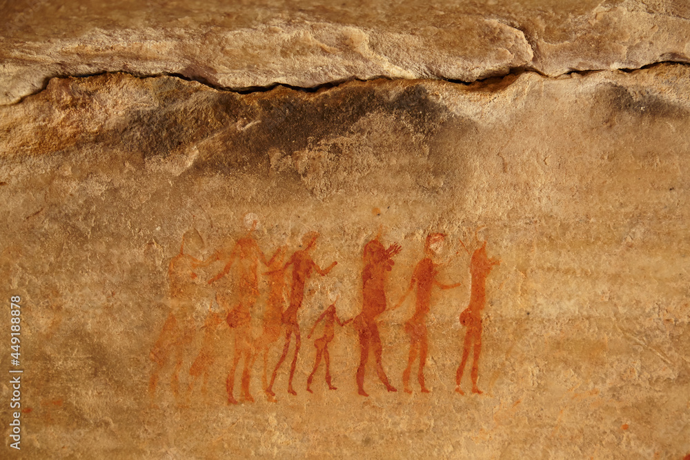Authentic cave paintings of people in South Africa Stock Photo | Adobe ...