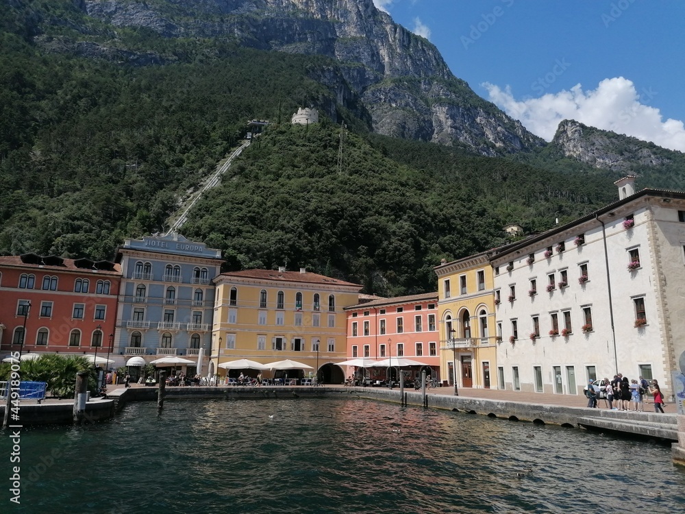 The stunning landscape around the small harbour towns in Lake Garda in Northern Italy, Europe