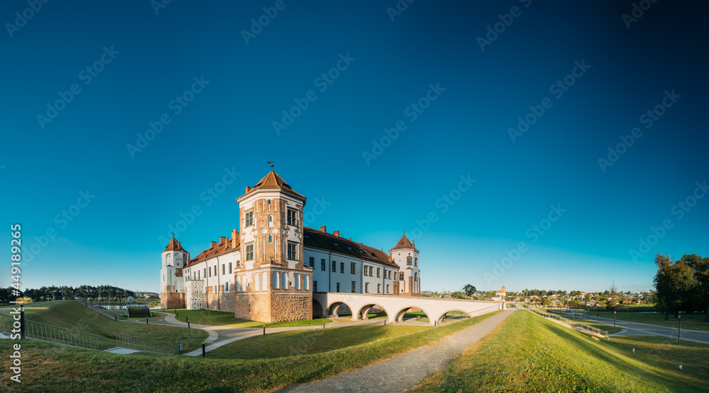 Mir, Belarus. Castle Complex Mir. Cultural Monument, UNESCO World Heritage Site. Famous Landmark And Popular Destination