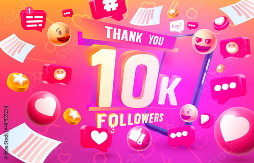 Thank you followers peoples, 10k online social group, happy banner celebrate, Vector