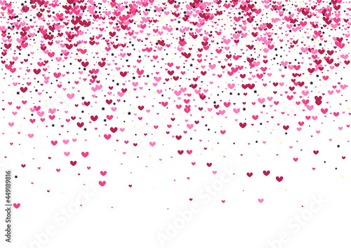 Purple Valentine Heart Background. Pink Pleasure Illustration. Circle Flying Backdrop. Red Round Date. Fireworks Frame.