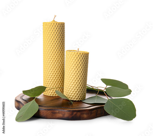 Two natural beeswax candles...