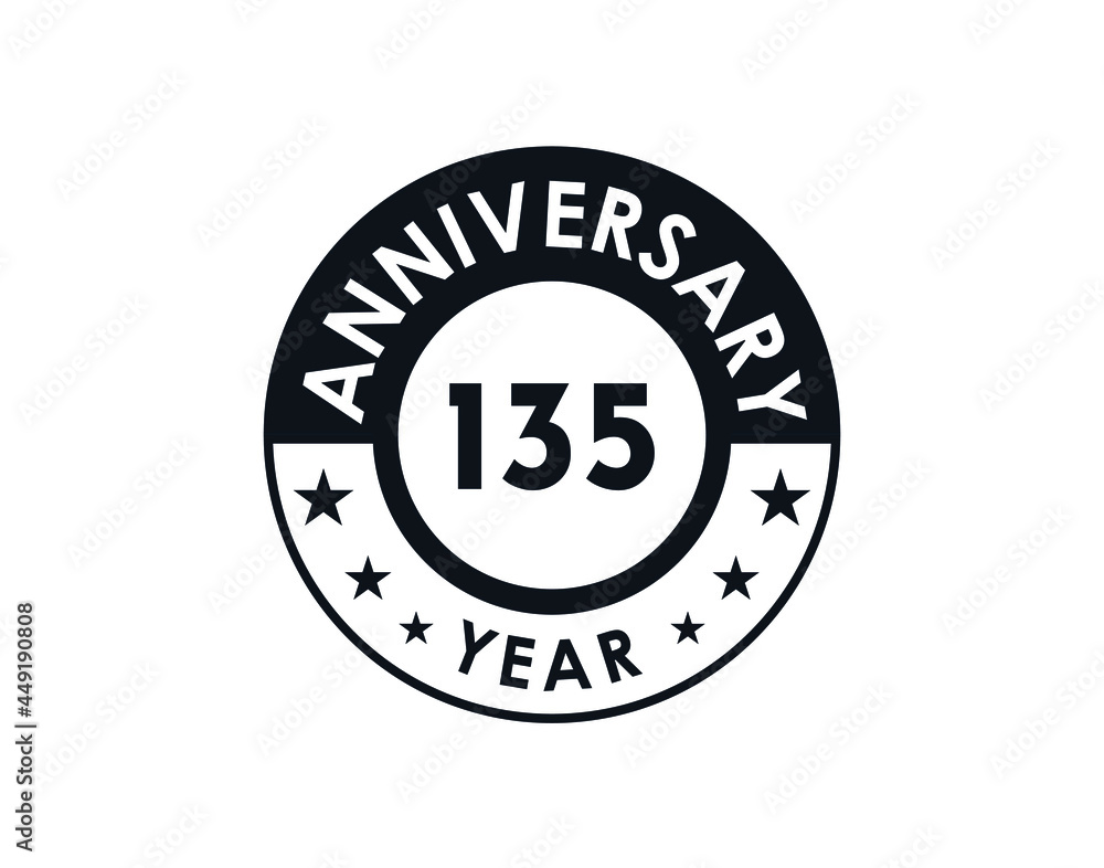 135 years anniversary badge vector design