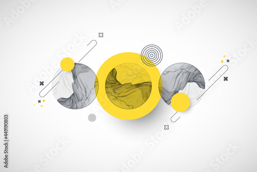 Trendy abstract wireframe background. Modern science or technology art elements. Surface illustration. Vector.