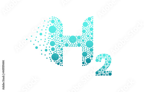Hydrogen H2 bubble logo design isolated on white background. Hydrogen icon vector illustration.