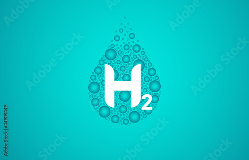 Hydrogen H2 droplet bubble logo design. Hydrogen icon vector illustration.