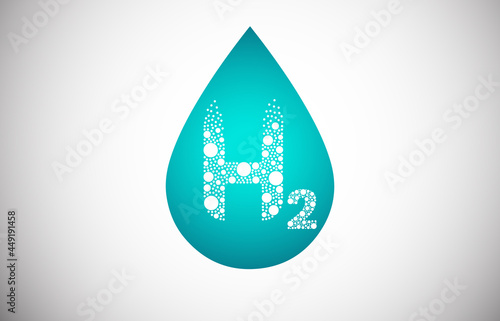 Hydrogen H2 droplet bubble logo design. Hydrogen icon vector illustration.