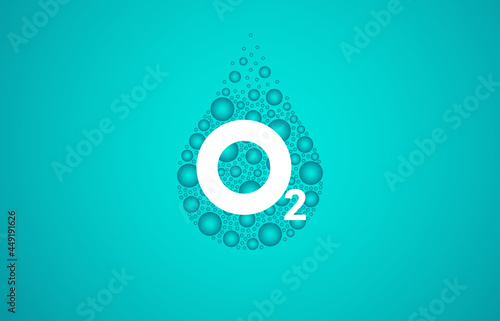 Oxygen O2 bubble logo design. Oxygen icon vector illustration.