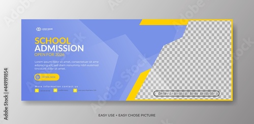 Modern and simple school admissions web banner design template 