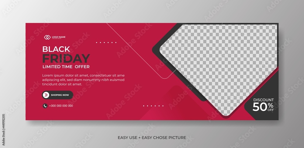 Modern and simple Black Friday web banner design template