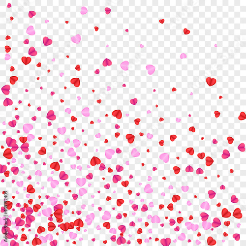 Pink Heart Background Transparent Vector. Party Illustration Confetti. Tender Cute Backdrop. Fond Heart Blank Texture. Violet Shape Frame.