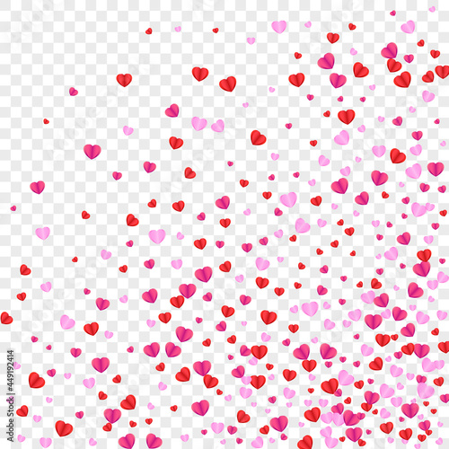 Red Heart Background Transparent Vector. Party Illustration Confetti. Pink Congratulation Frame. Tender Confetti Design Backdrop. Violet Color Pattern.