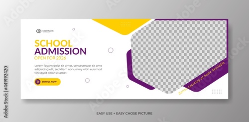 Modern and simple school admissions web banner design template 