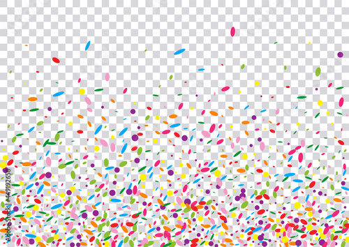 Rainbow Polka Background Transparent Vector. Circle Gift Illustration. Decoration Design. Orange Confetti Celebrate Template. Green Festive.