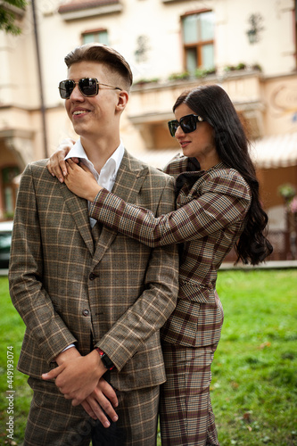 Portrait of young couple in formal clothes 