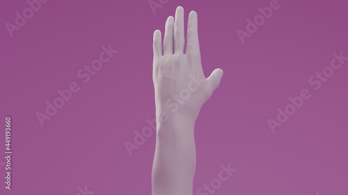 a human hand on a pink background sculpture