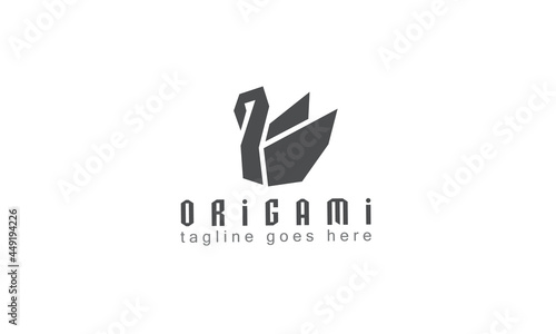 Abstract origami swan monogram logo design template